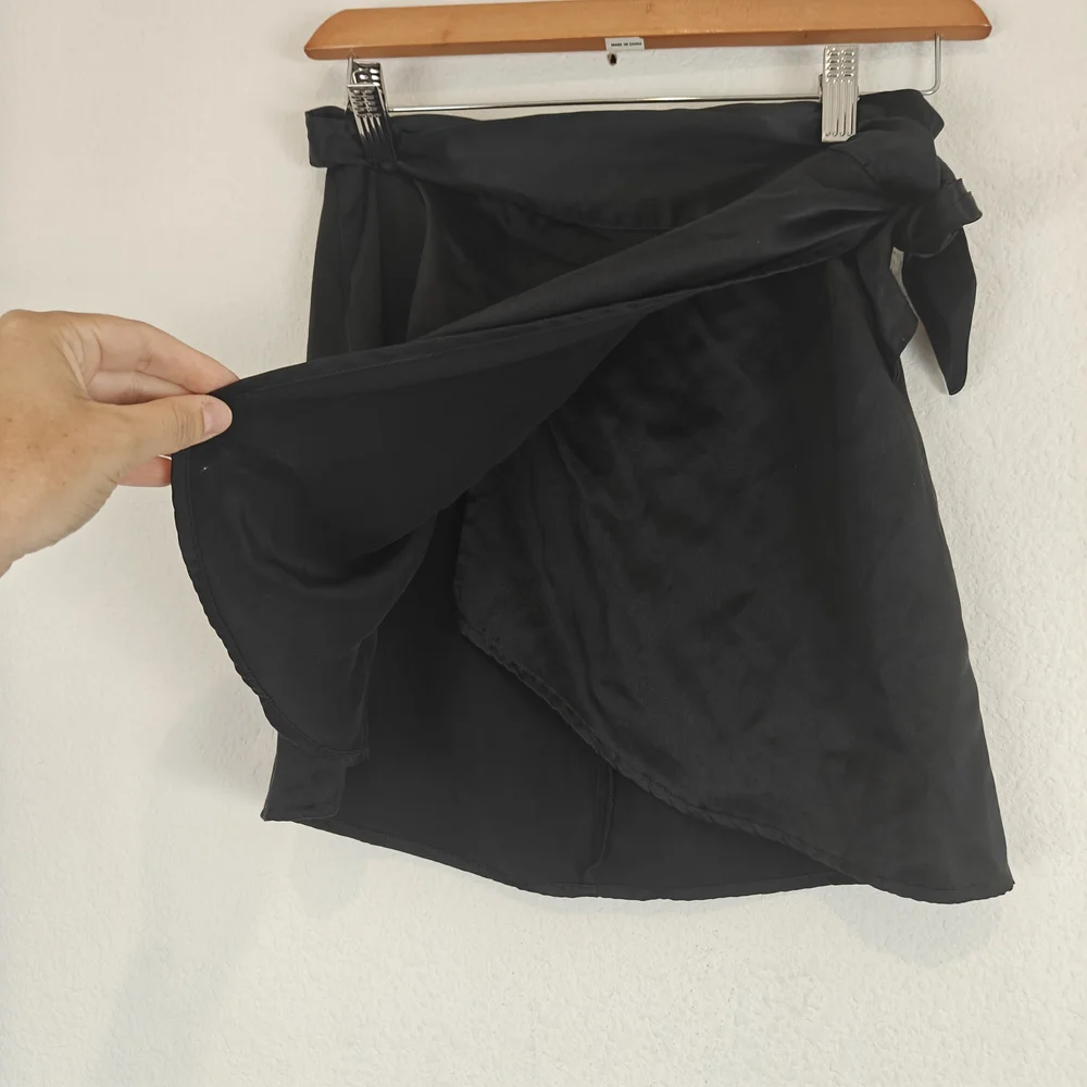 Reformation Black Silk Wrap Mini Skirt | 100% Silk | Chic Minimalist Staple Sz S - Picture 7 of 11